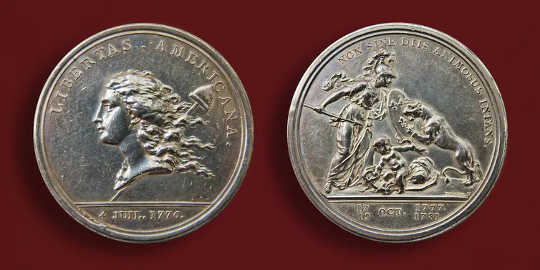 The 1783 Libertas Americana medal, designed by Benjamin Franklin.